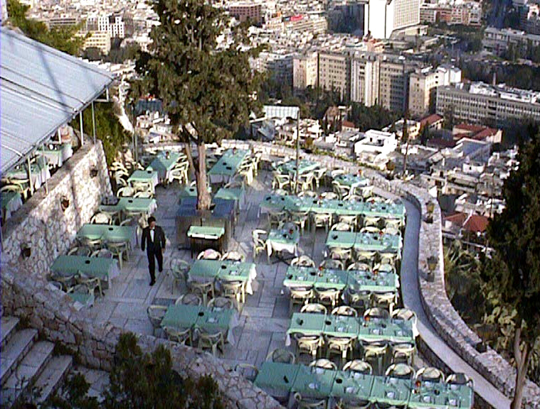The restaurant next to the church.